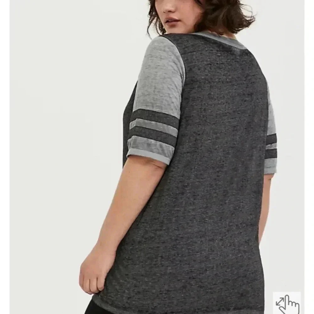 Torrid Lace Up Baseball Style Tee Shirt 00 - Picture 4 of 5